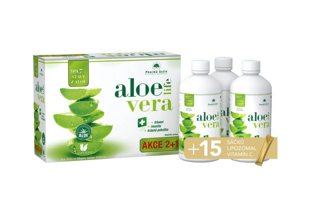 Pharma Activ AloeVeraLife 3x1000 ml + LIPOZOMAL vit. C 15 sáčků