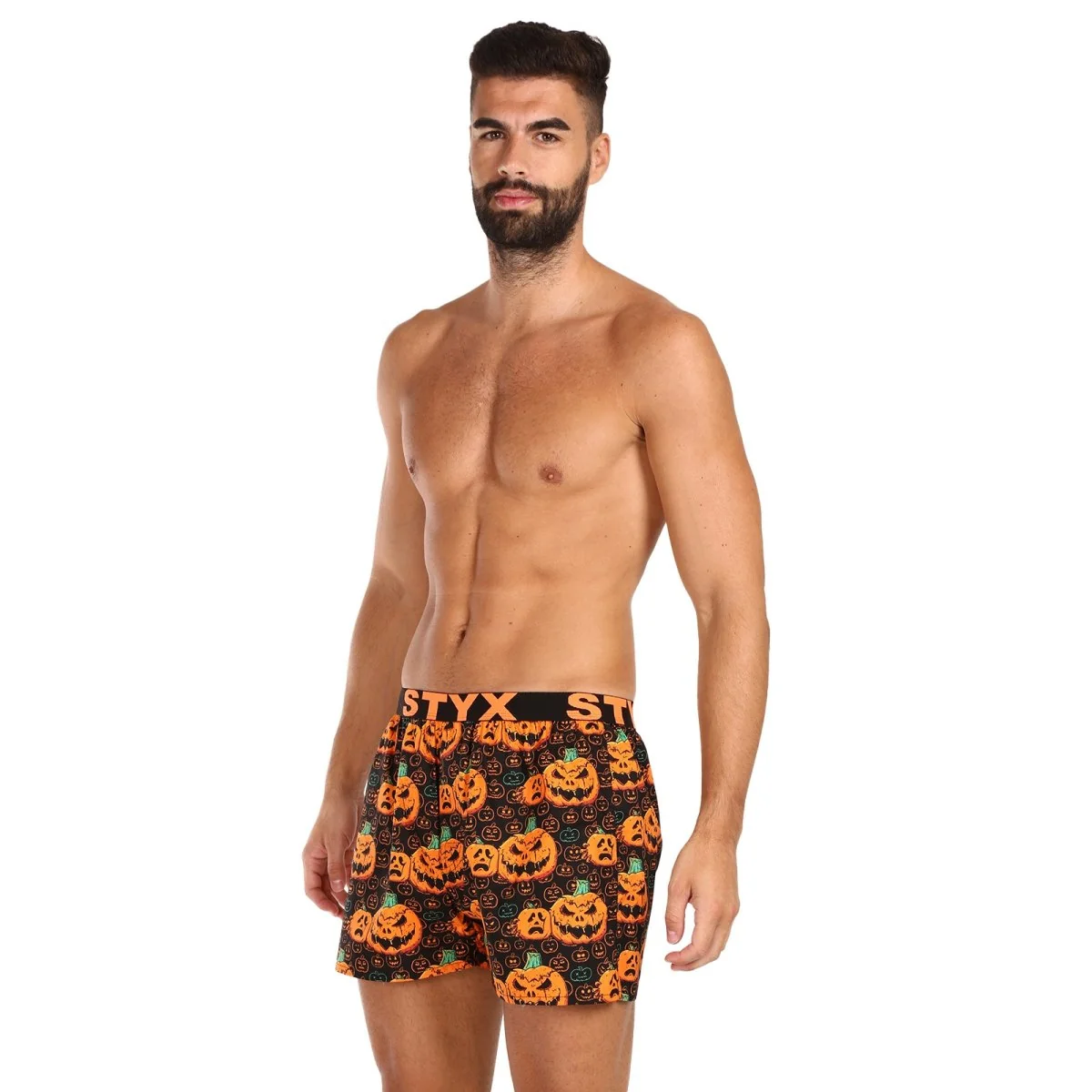 Styx Pánské trenky art sportovní guma Halloween dýně (B1755) L