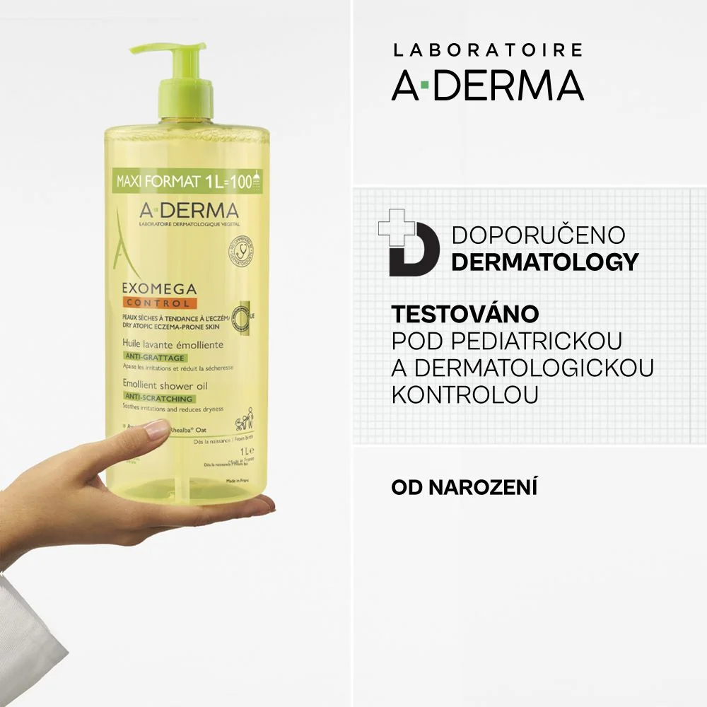 A-Derma Exomega Control Zvláčňující sprchový olej 1000 ml
