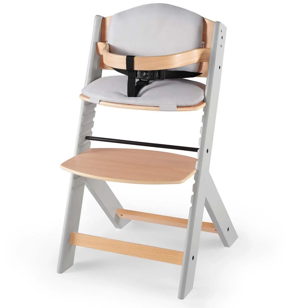 Kinderkraft Židlička jídelní Enock s polstrováním Grey wooden, Premium