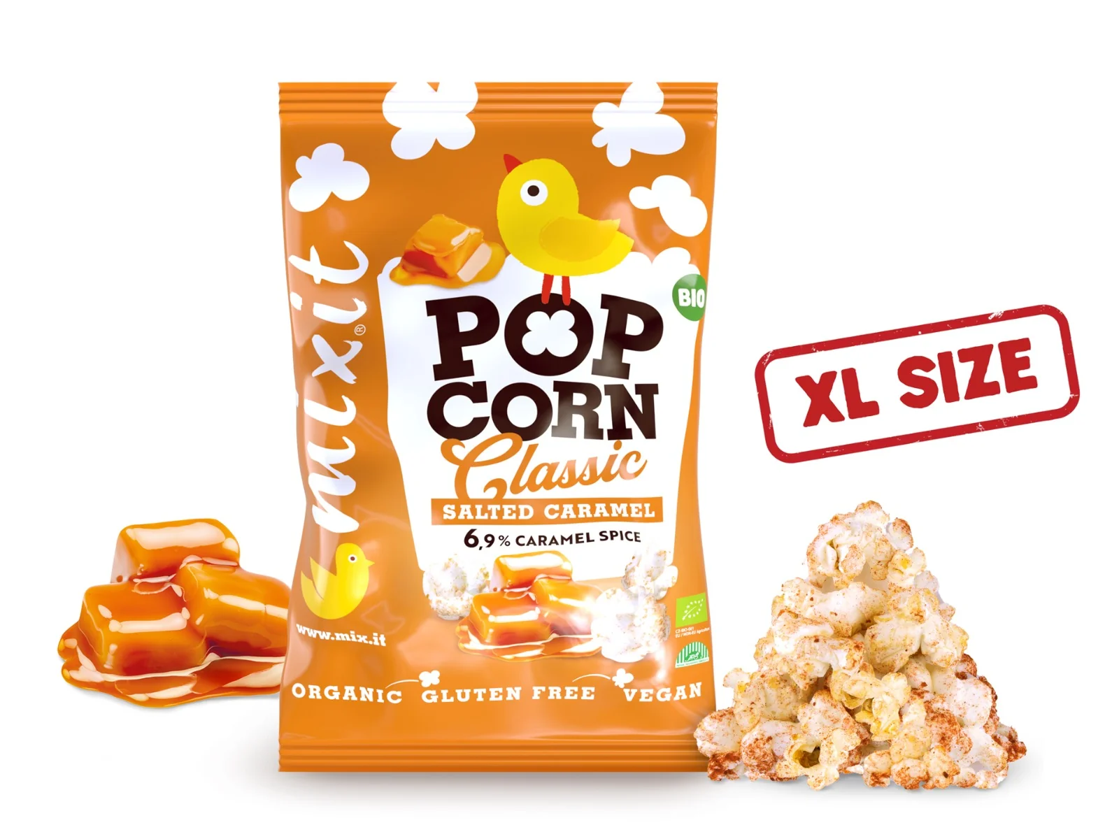 Mixit Velký BIO popcorn Slaný karamel 75 g
