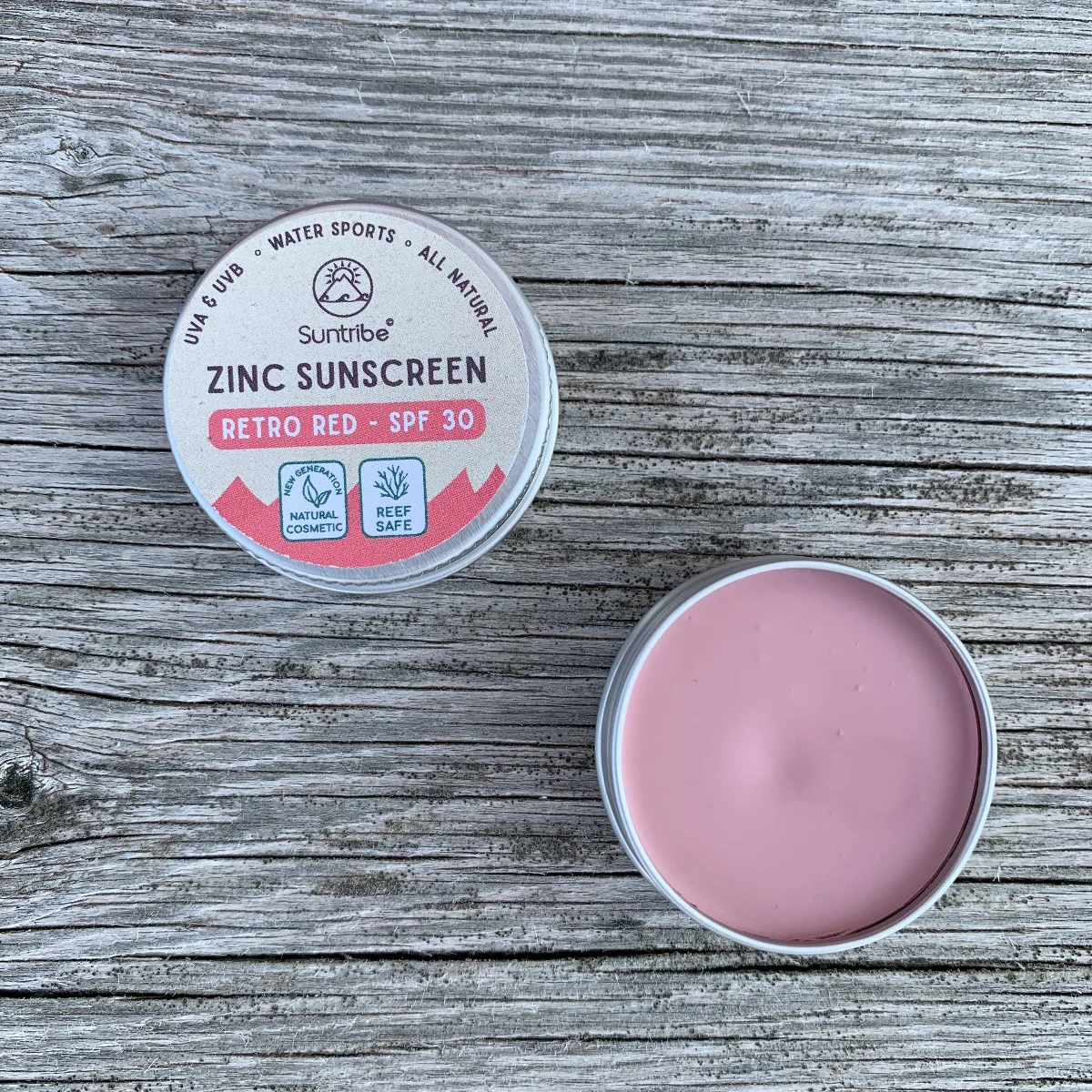 Suntribe Přírodní opalovací krém se zinkem Obličej & Sport červený SPF30 10 g
