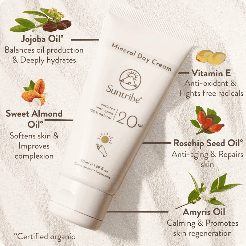 Suntribe Přírodní minerální denní krém SPF 20 bílá 50 ml