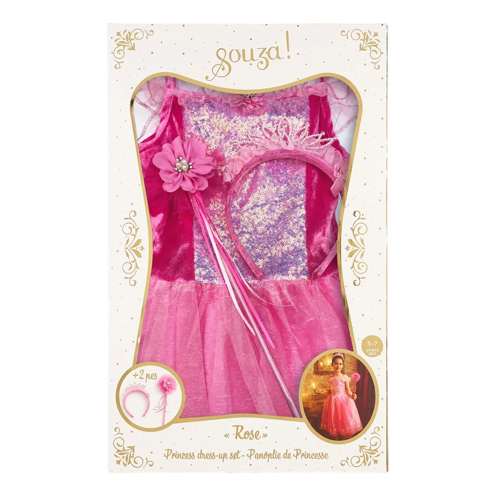 Souza! Dětský kostým princezny Rose se šperky - 5-7 let, 110-122 cm