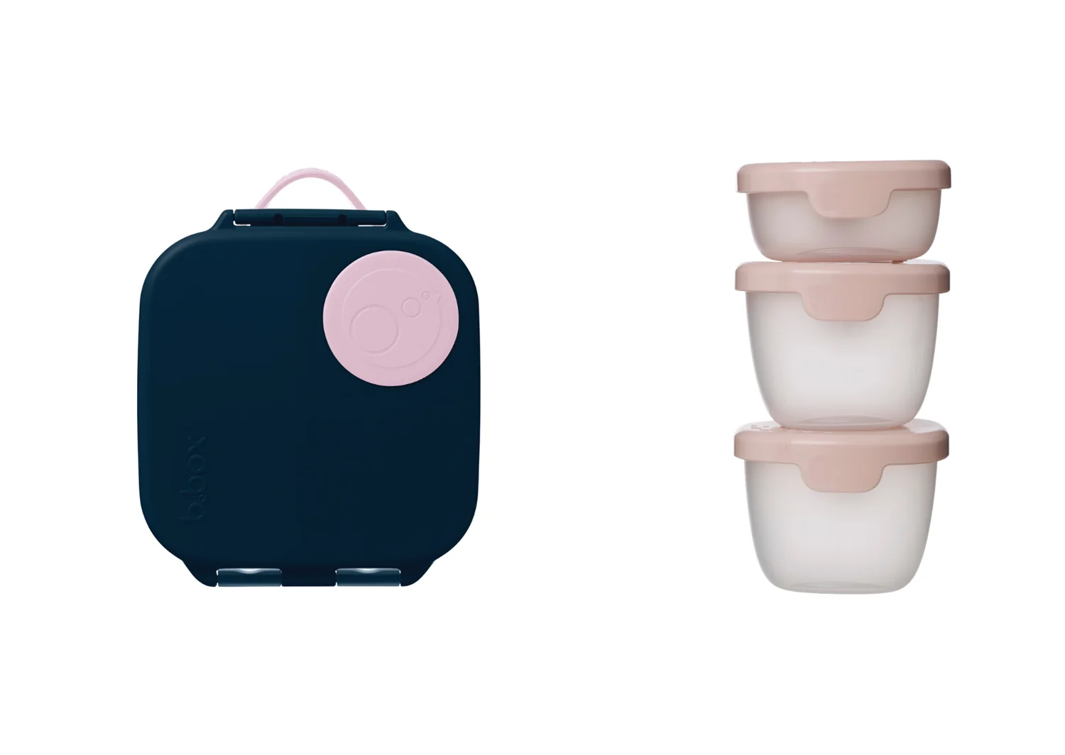 B.BOX Svačinový box střední + krabičky Snack tubs - set růžový