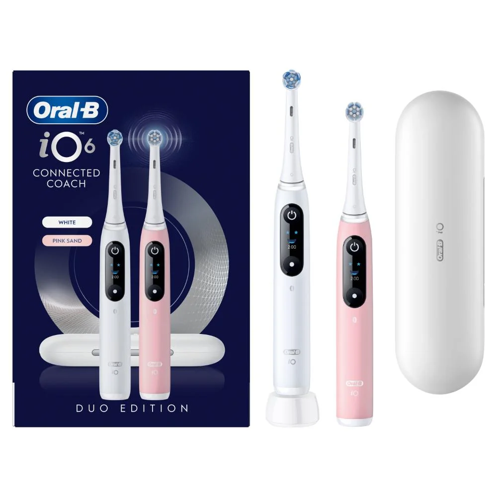 Oral-B iO Series 6 s cestovním pouzdrem elektrické zubní kartáčky bílý a růžový