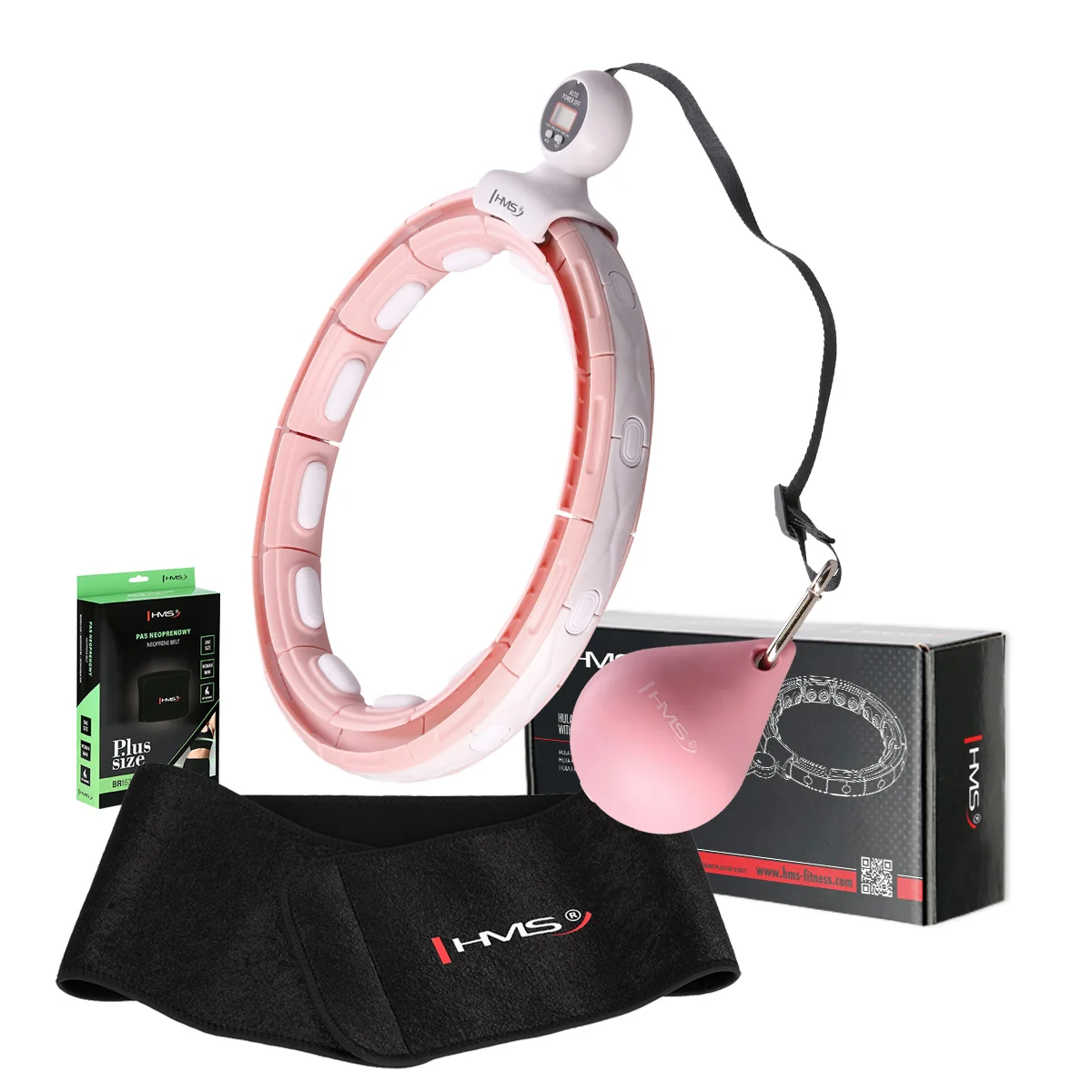 HMS Sada masážní hula hoop HHM15 růžová se závažím
