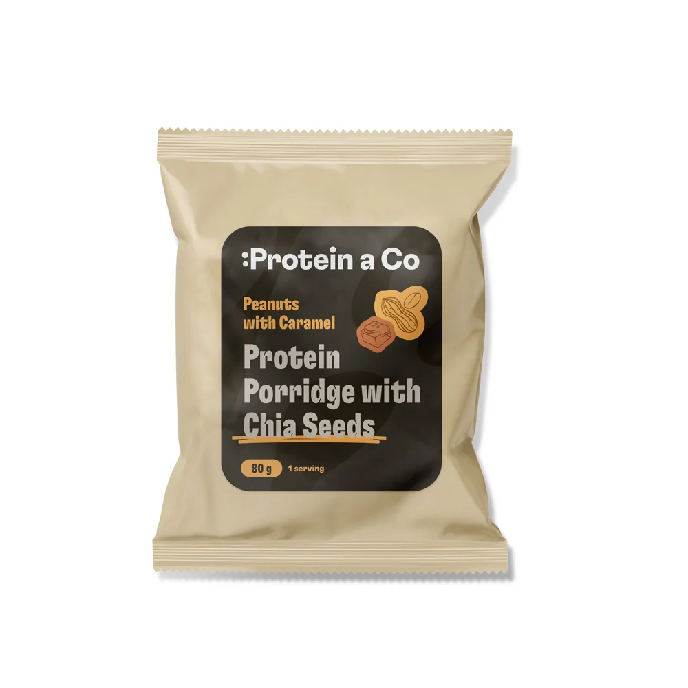 Protein a Co Proteinová kaše s chia 80 g Arašídy s karamelem