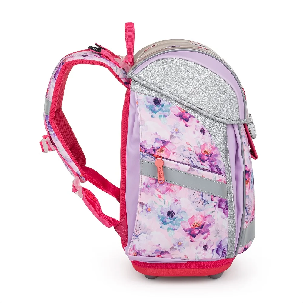 Oxybag Školní batoh PREMIUM LIGHT kůň a květiny, růžovo-fialový