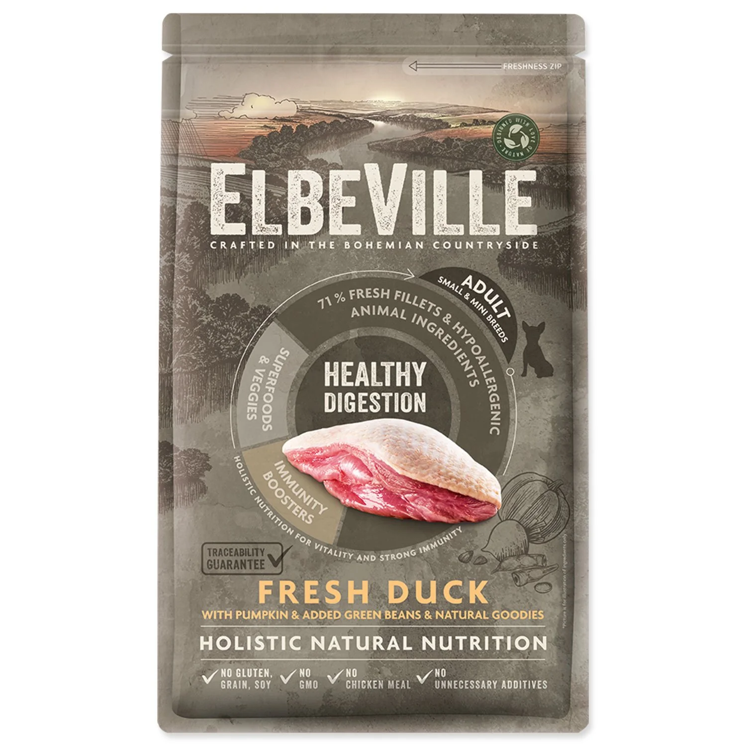 ELBEVILLE Krmivo Adult Mini Healthy Digestion Fresh Duck 1,4kg