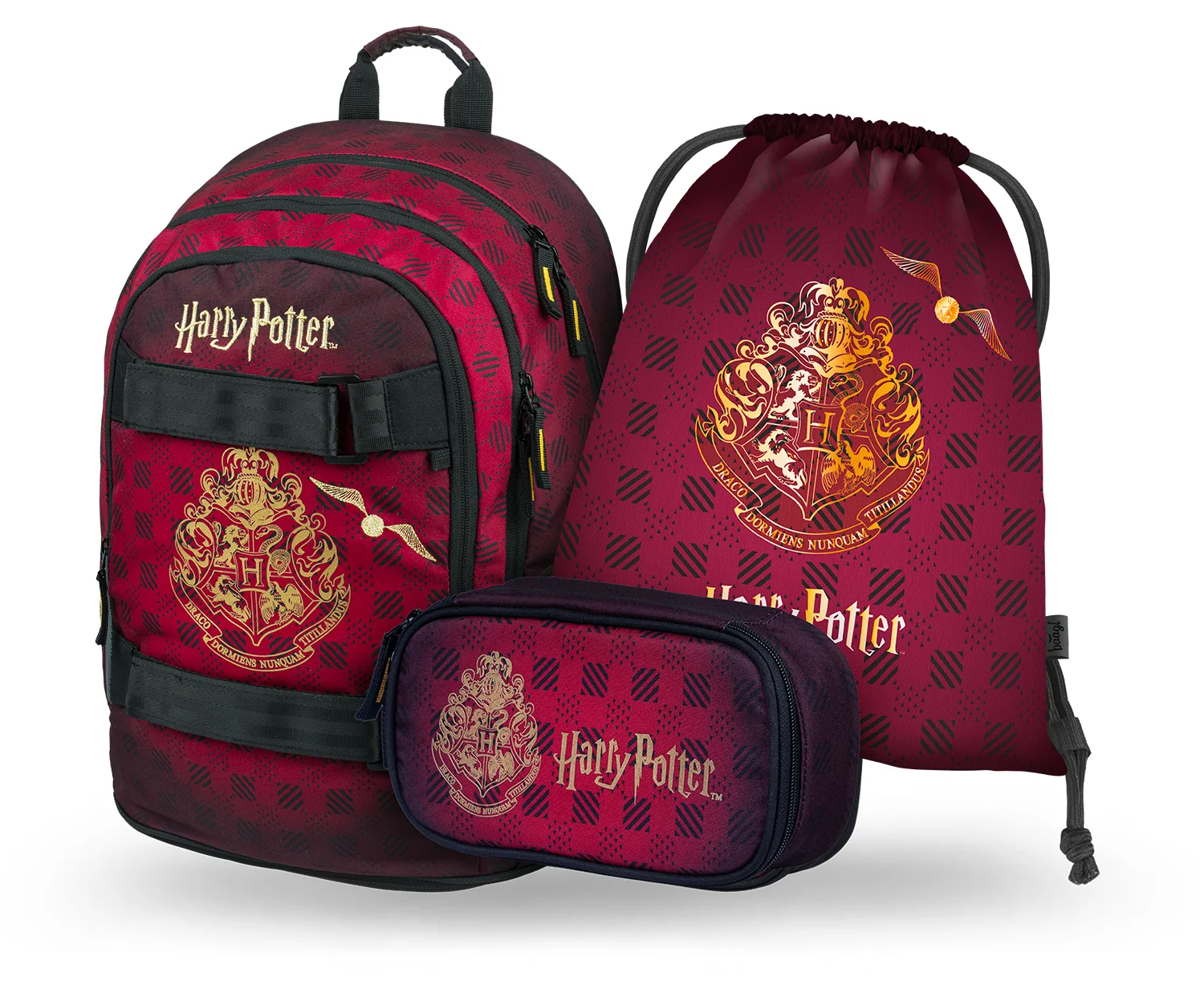 Baagl SET 3 Skate Harry Potter Bradavice vínový: batoh, penál, sáček 