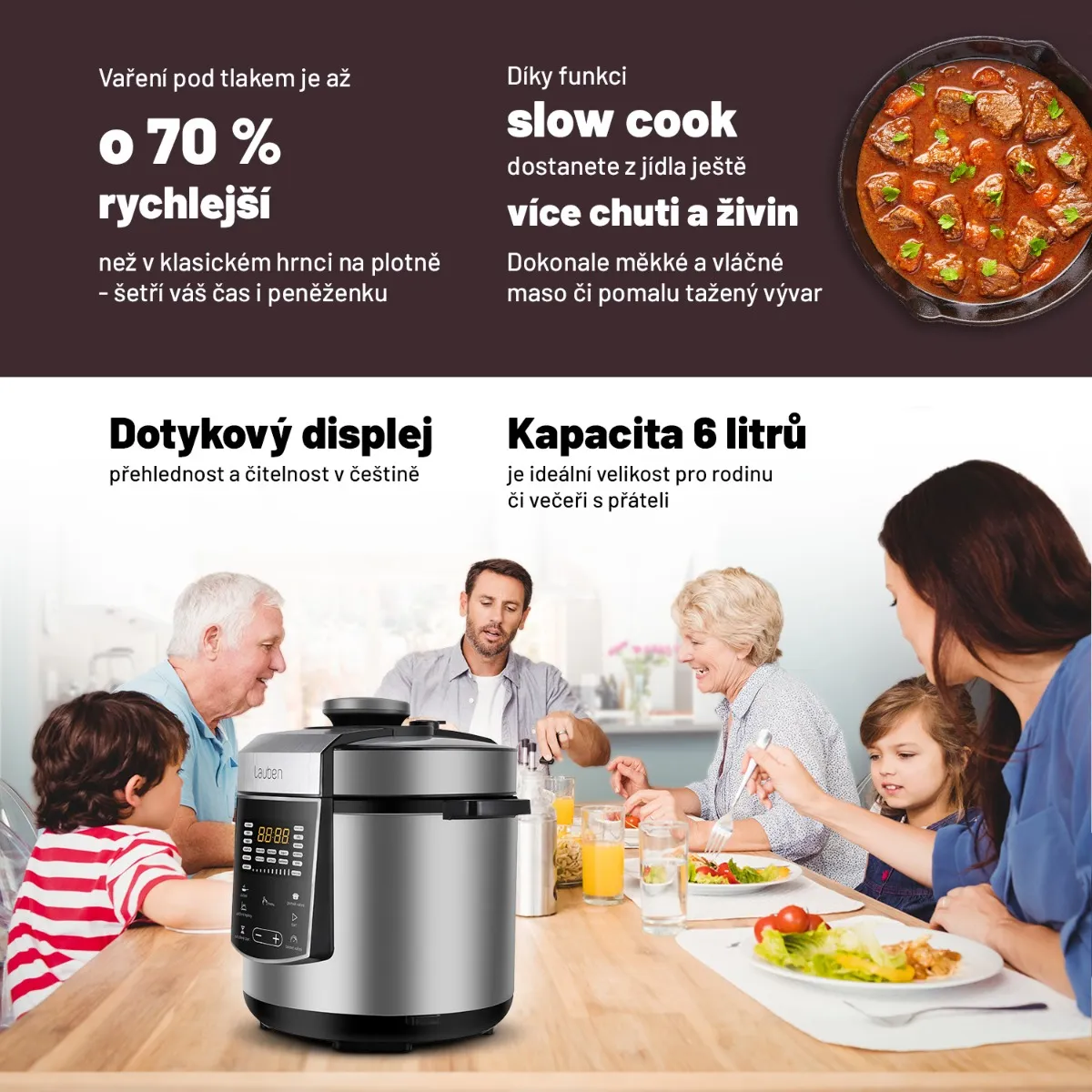 Lauben Multi Cooker 18SB Czech Edition multifunkční tlakový hrnec