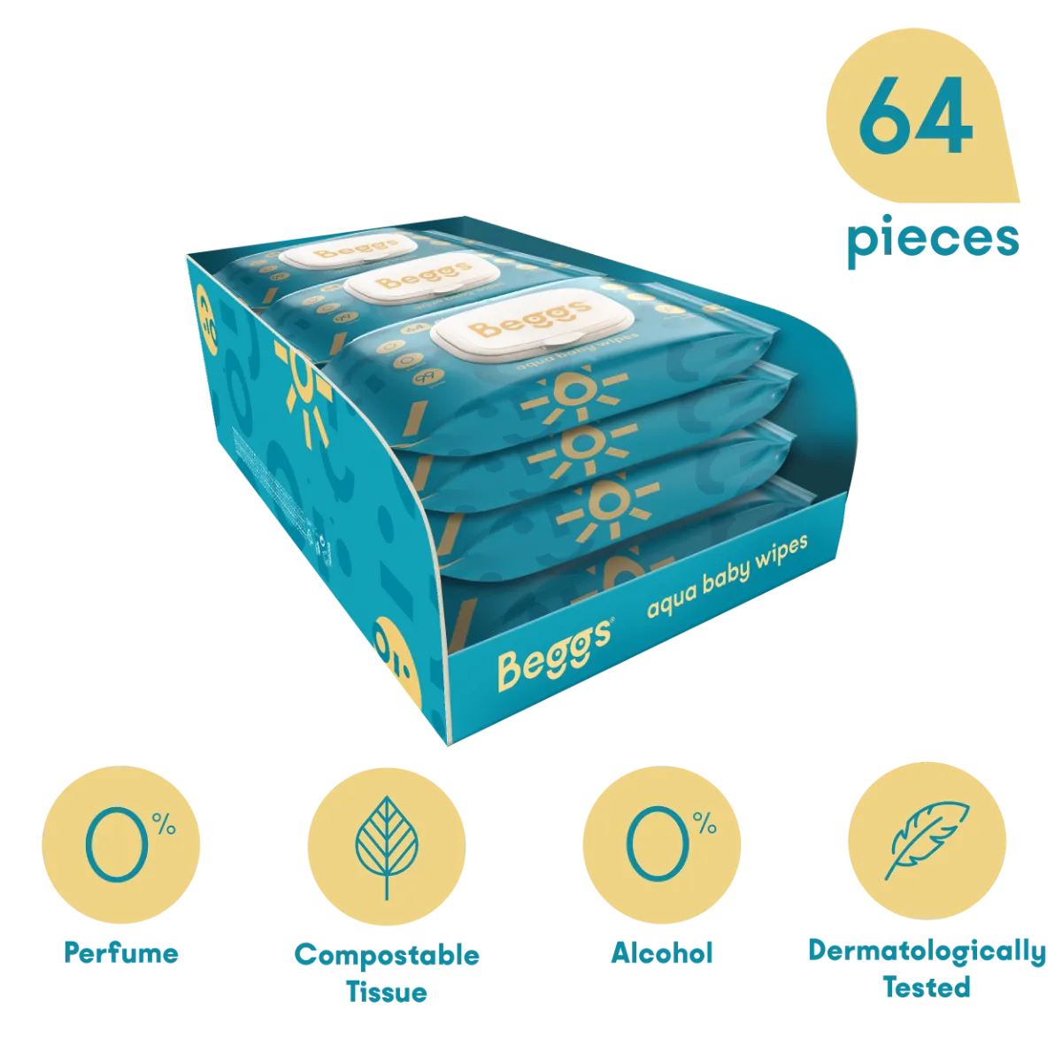 Beggs Vlhčené splachovatelné ubrousky 12x64 ks