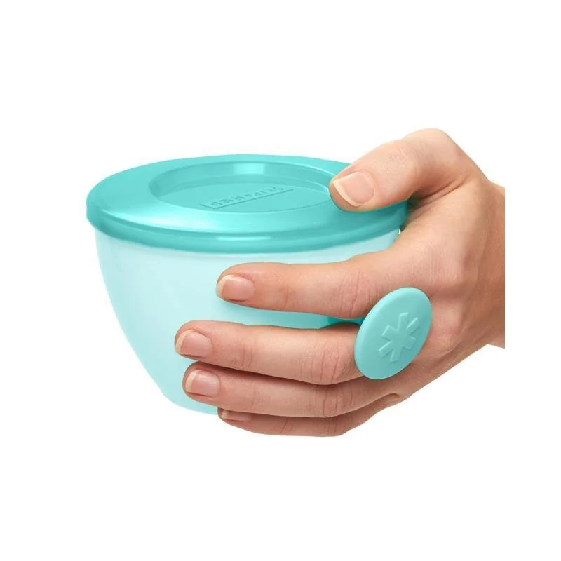 SKIP HOP Misky s víkem a držákem Easy Grab Grey,Teal 2 x 240 ml, 3m+