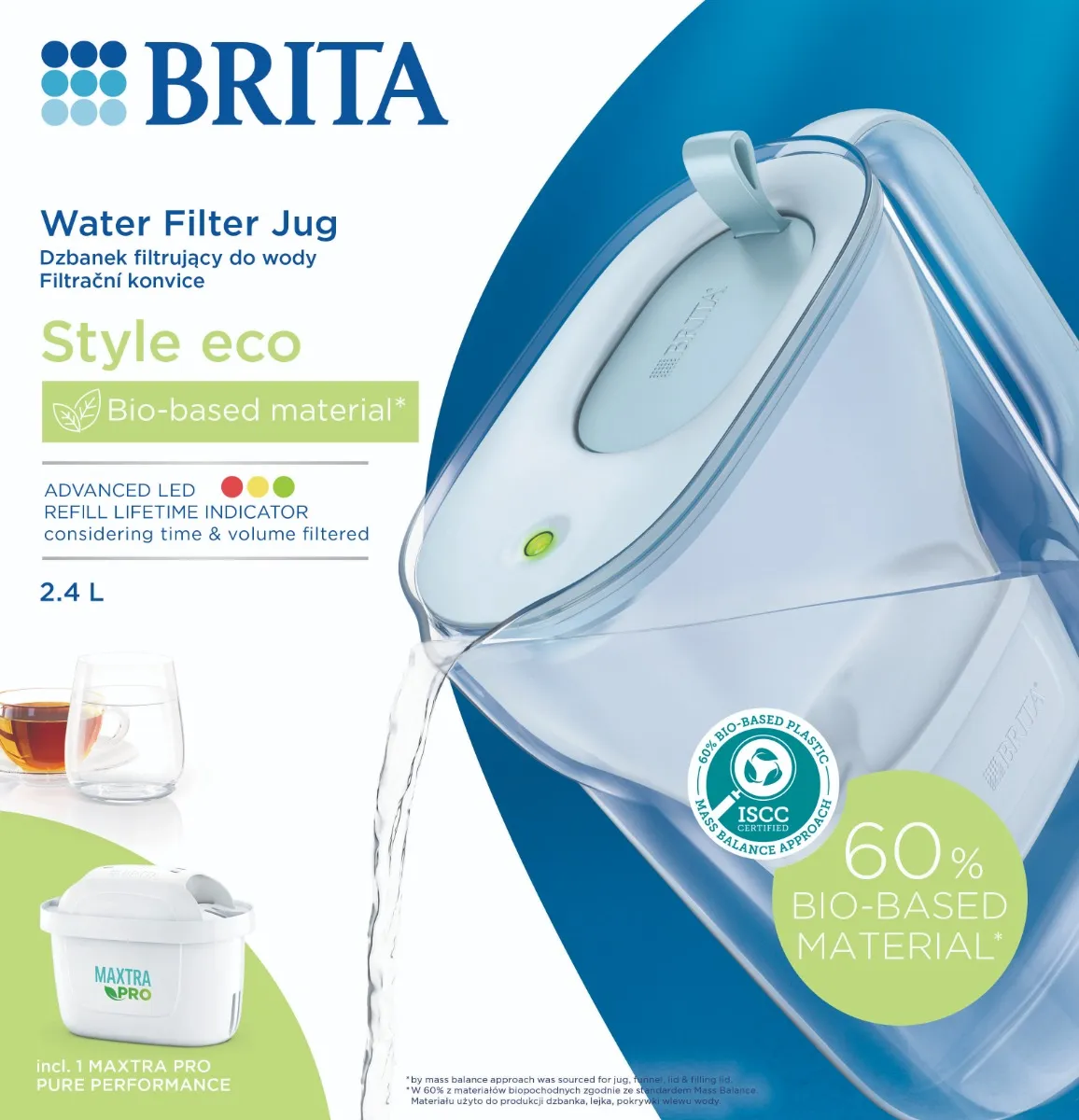BRITA Style Eco 2,4l filtrační konvice modrá