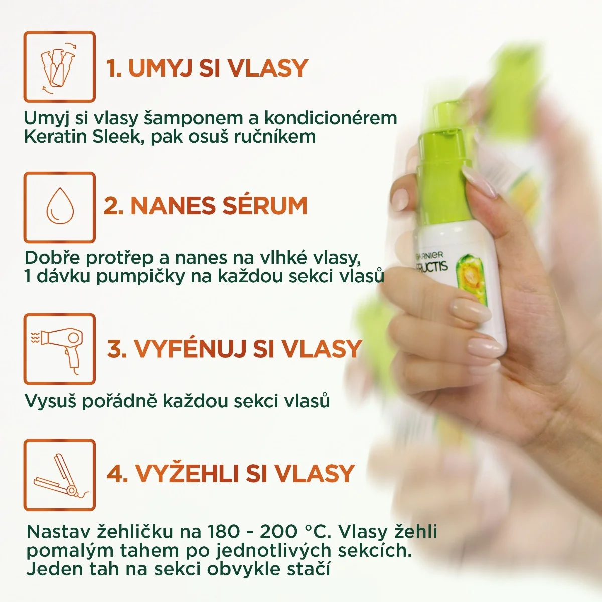 Garnier Fructis Sleek & Stay sérum na suché a krepaté vlasy 50 ml