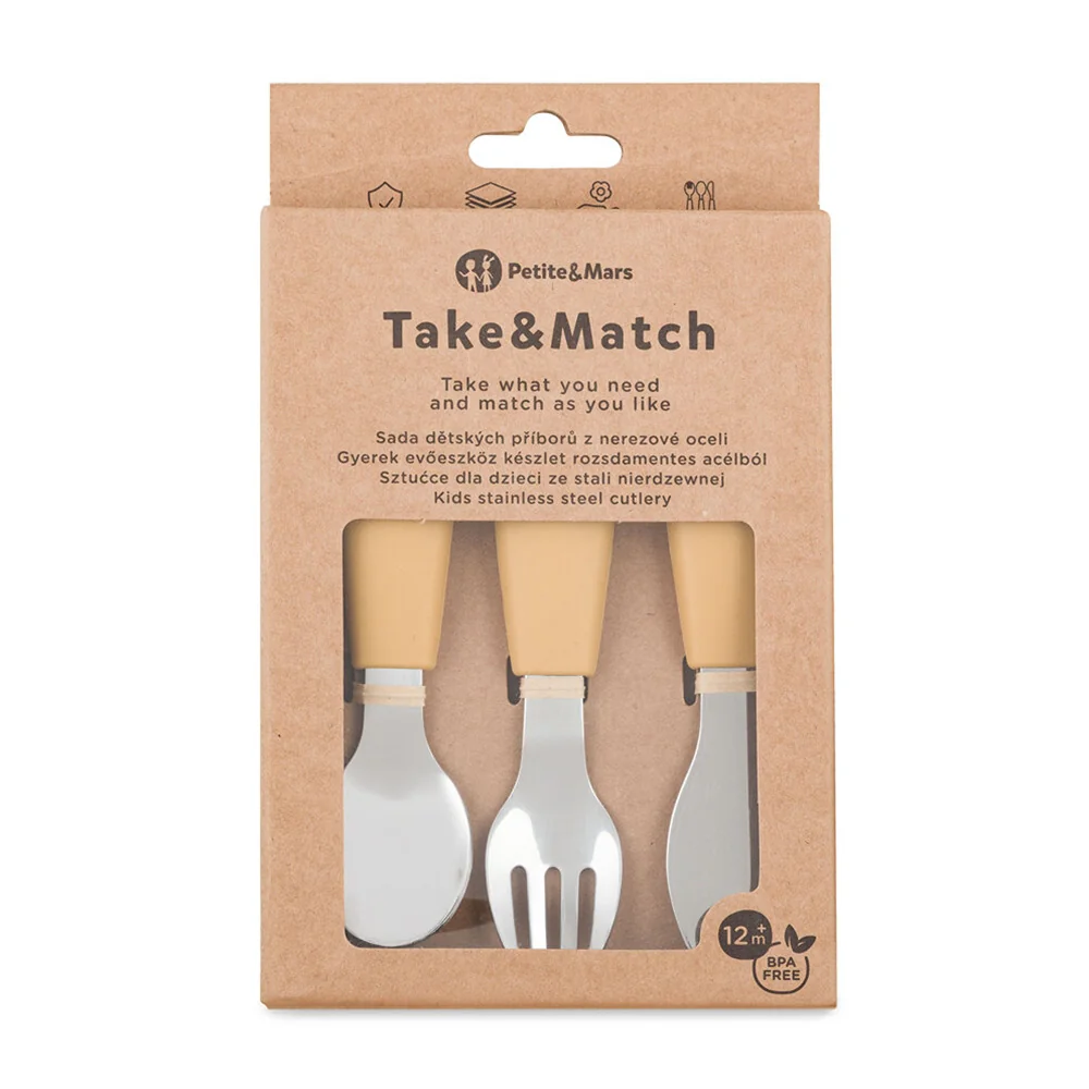 Petite&Mars Take&Match Sada příborů z nerezové oceli 12 m+ 3 ks intense ochre