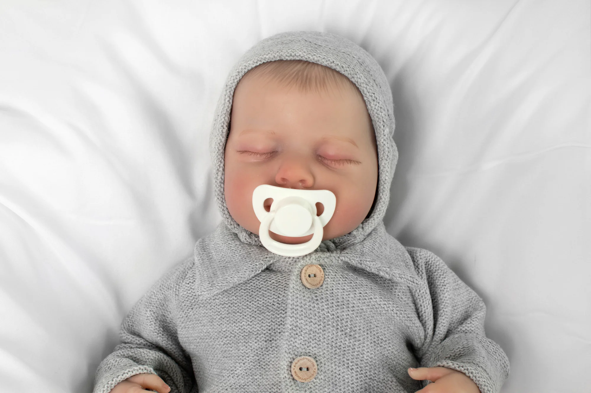 Baby Nellys Pletená čepička bonetka Boy, šedá, 68/74
