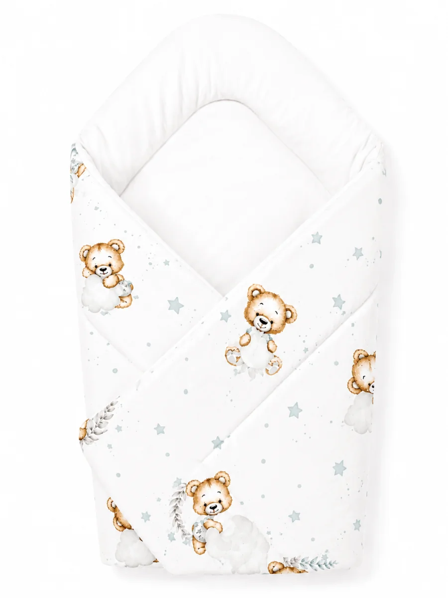 Baby Nellys Zavinovačka pro miminko Classic Sleepy Teddy, bílý