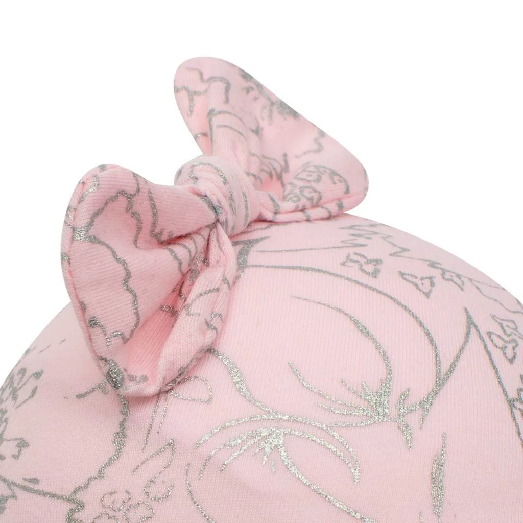 New Baby Kojenecká bavlněná čepička s mašličkou NUNU růžová, vel. 74 (6-9m)