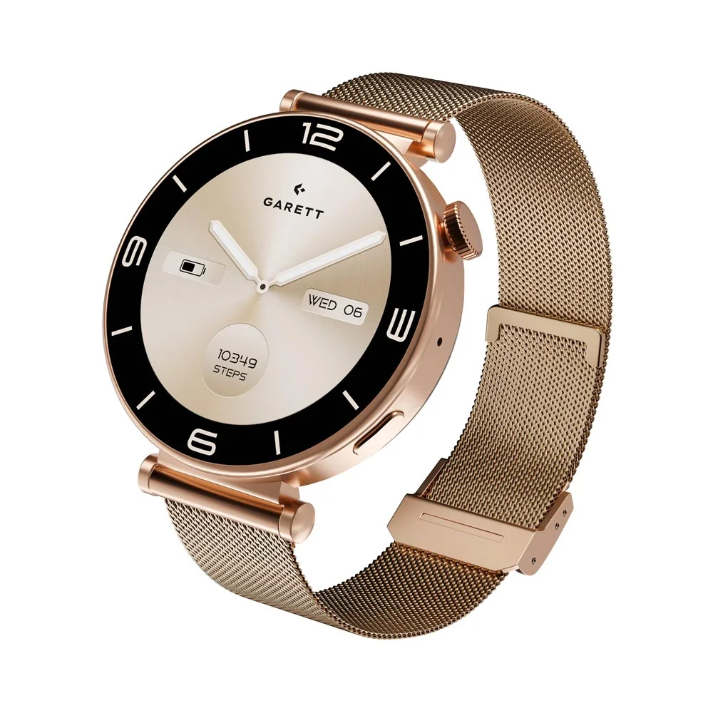 Garett Smartwatch smart hodinky Rose Gold Mesh Steel