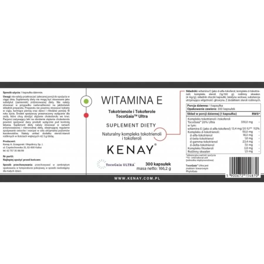 Kenay Vitamin E TocoGaia Ultra 300 kapslí