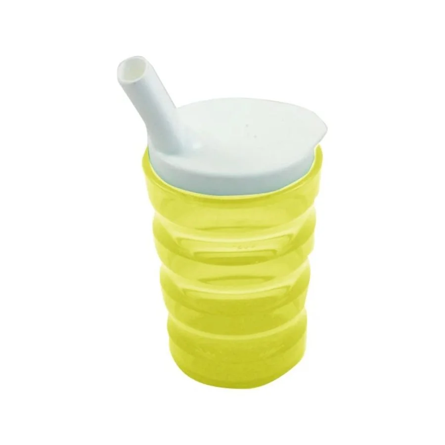 SUNDO Ergonomický hrnek s víčkem s náustkem pro pití a ventilkem, žlutá