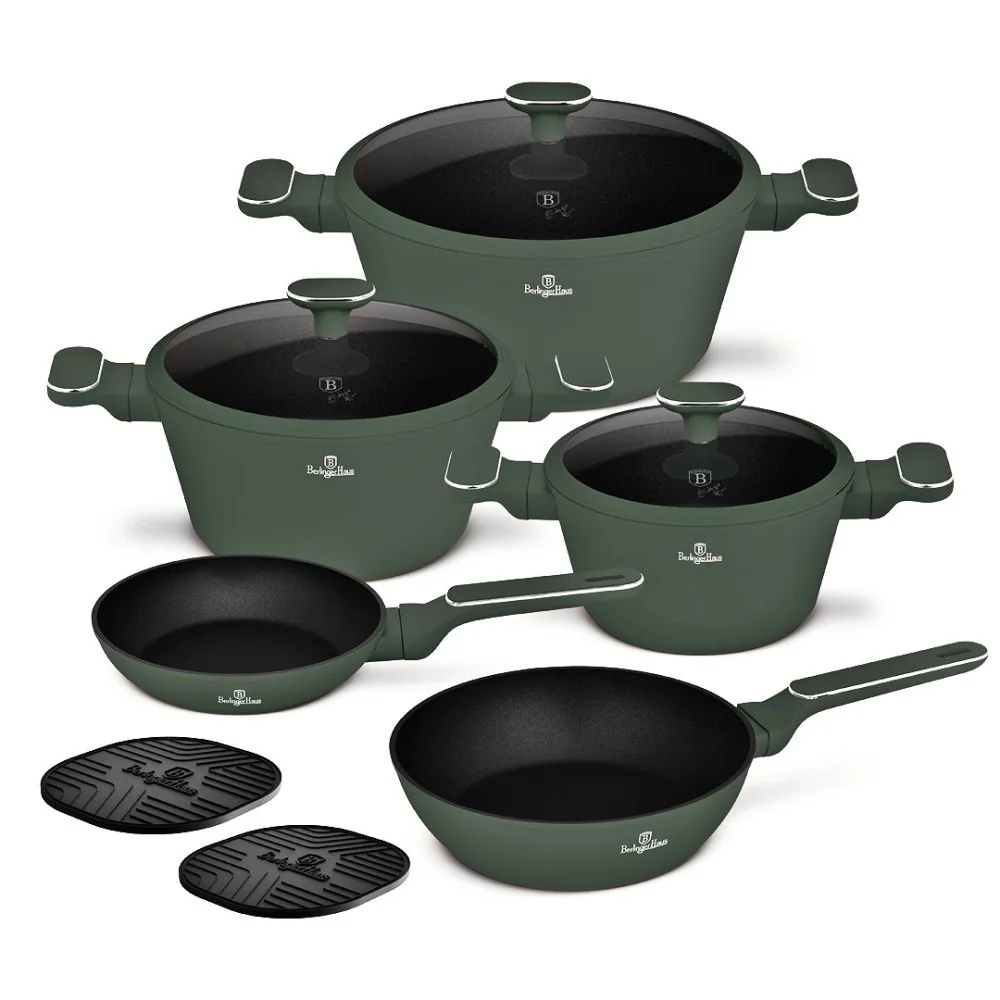 Berlingerhaus Sada nádobí s titanovým povrchem 10 ks Matte green Collection