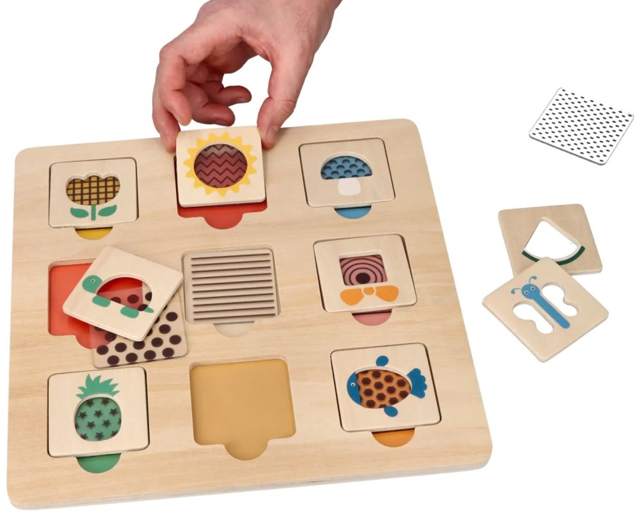 Adam Toys Dřevěná aktivní vkládačka/puzzle se vzory, přírodní