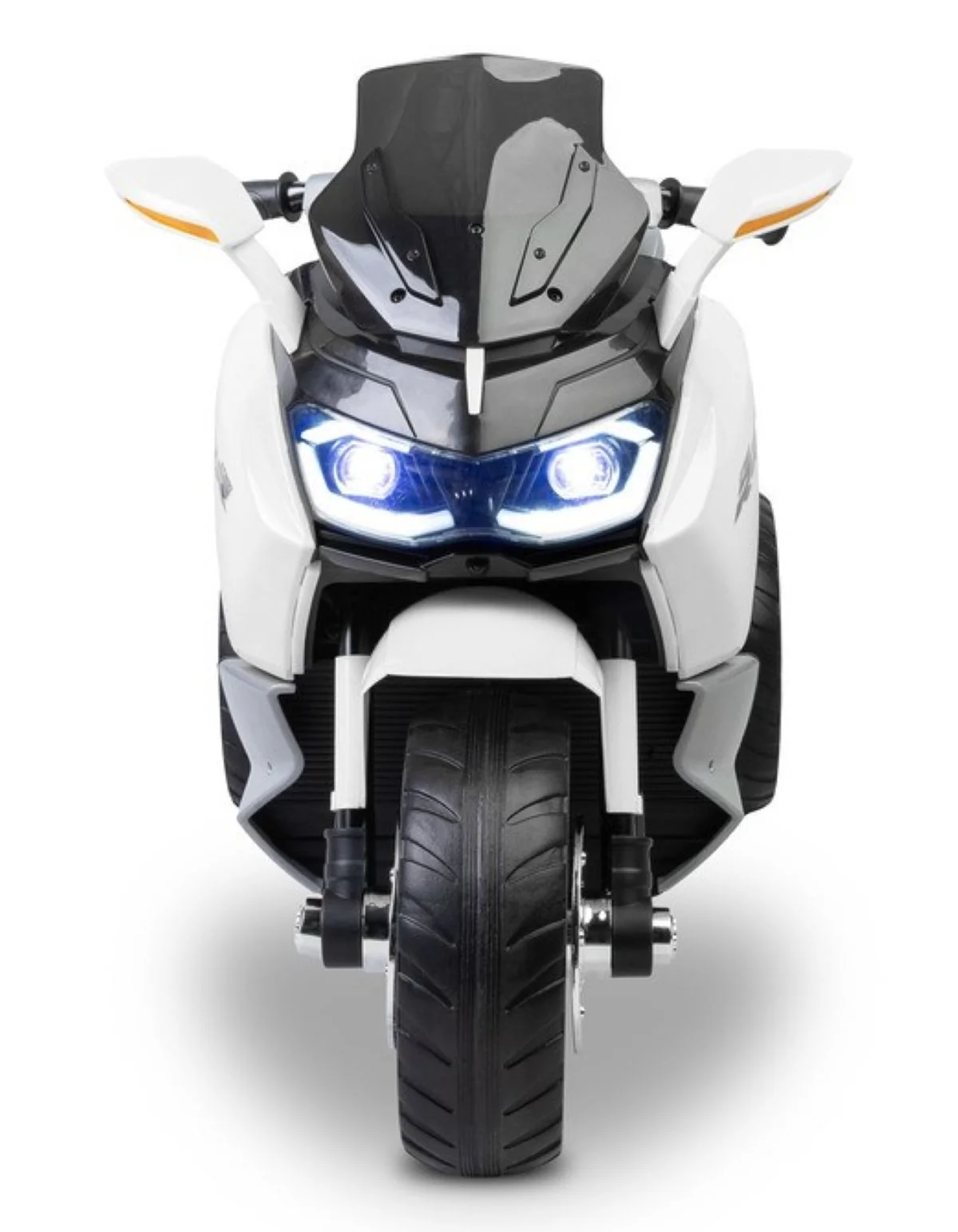 Toyz Elektrická tříkolová motorka pro děti – 2 motory, LED, USB, bílá