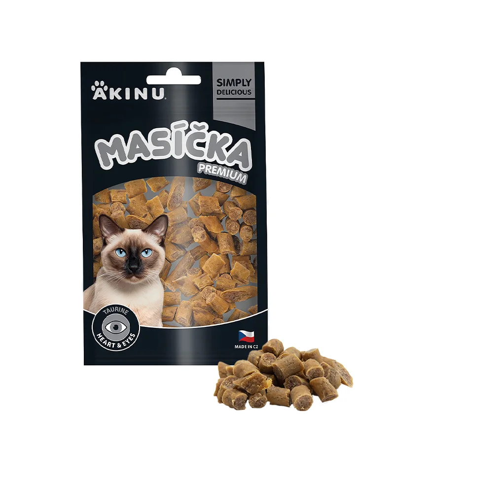 Akinu MASÍČKA PREMIUM Heart & Eyes pamlsek pro kočky 8 x 50 g