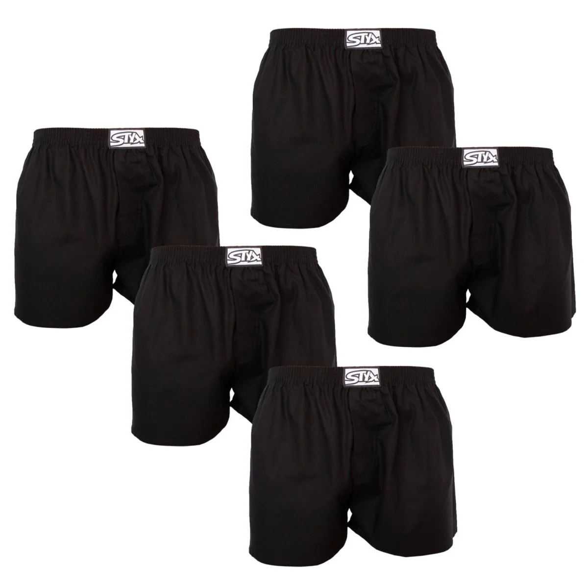 Styx 5PACK pánské trenky klasická guma černé (5A0960) S 