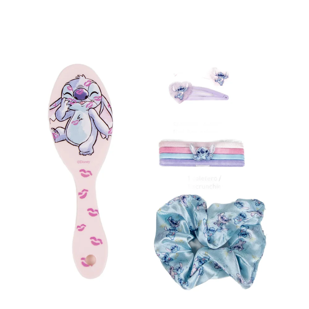 Cerdá Dárková sada vlasových doplňků s kartáčem Stitch 7 ks