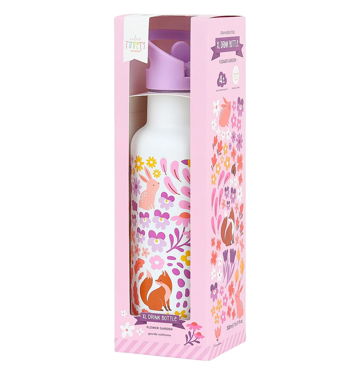 A Little Lovely Company nerezová láhev na pití, 500 ml - květinová zahrádka