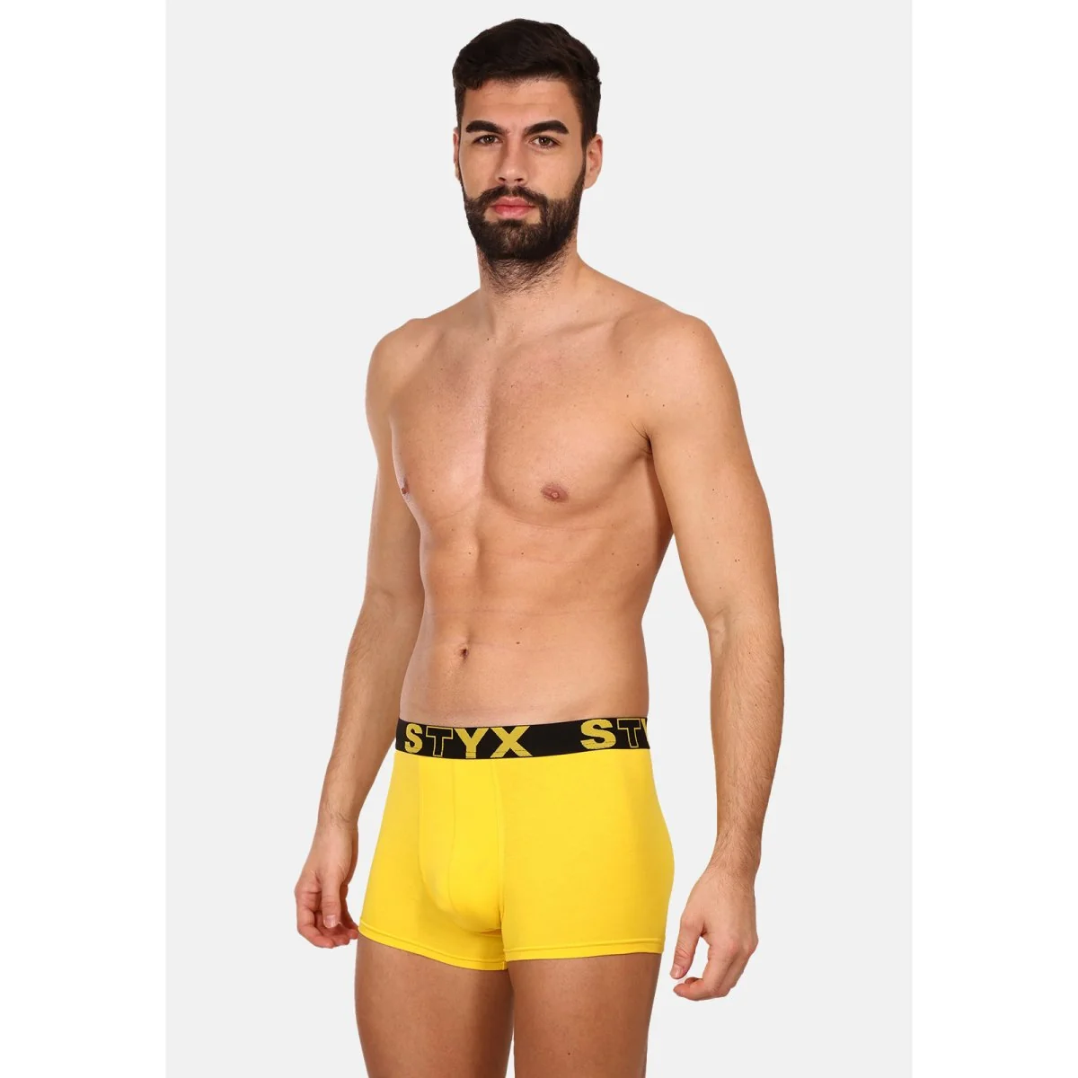 Styx Pánské boxerky sportovní guma žluté (G1068) XXL