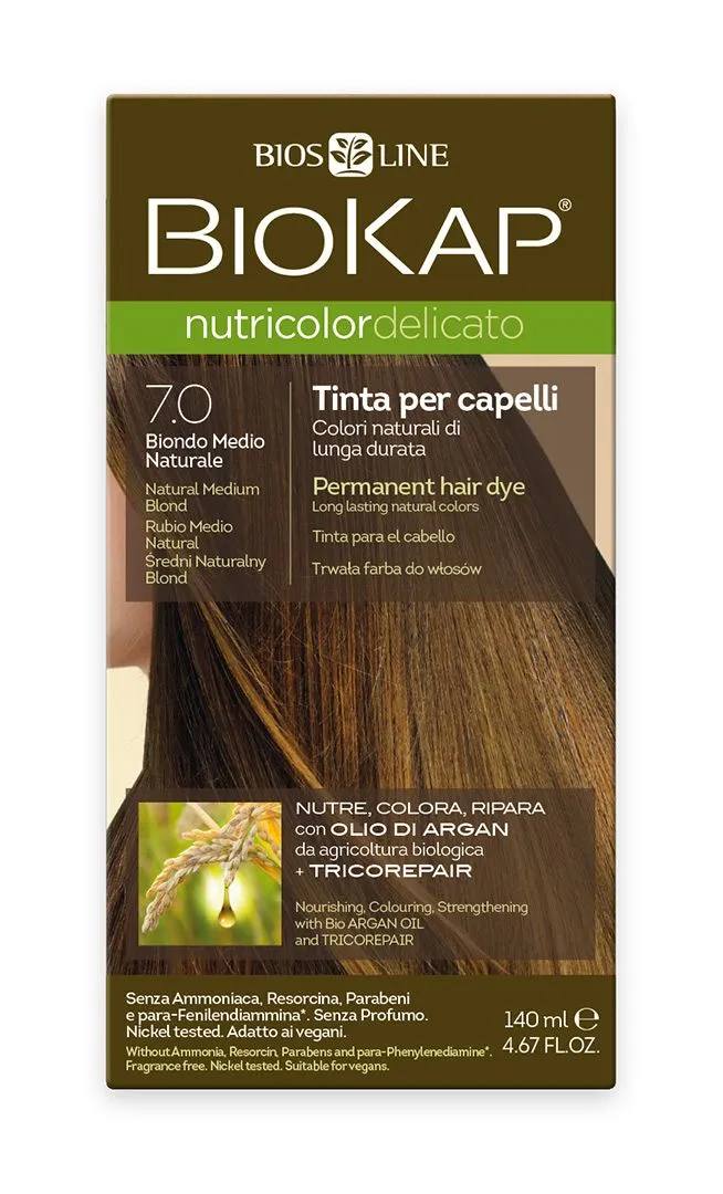 BIOKAP Nutricolor Delicato 7.0 Blond přírodní střední barva na vlasy 140 ml