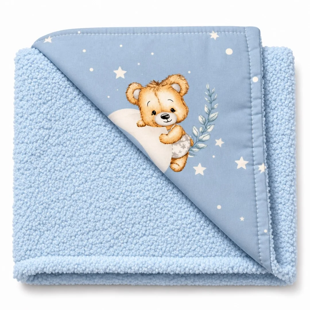 Baby Nellys Dětská oboustranná deka beránek 90x75 cm, Sleepy Teddy, modrá