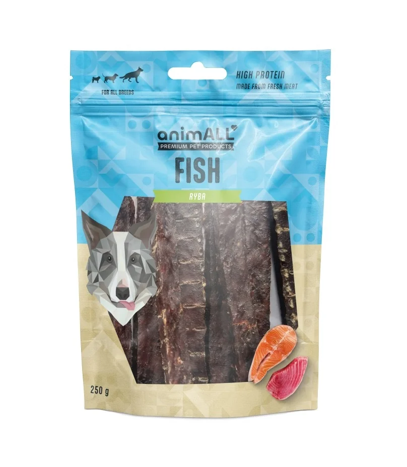 animALL Tuňákové proužky s kachním pamlsky pro psy 250 g
