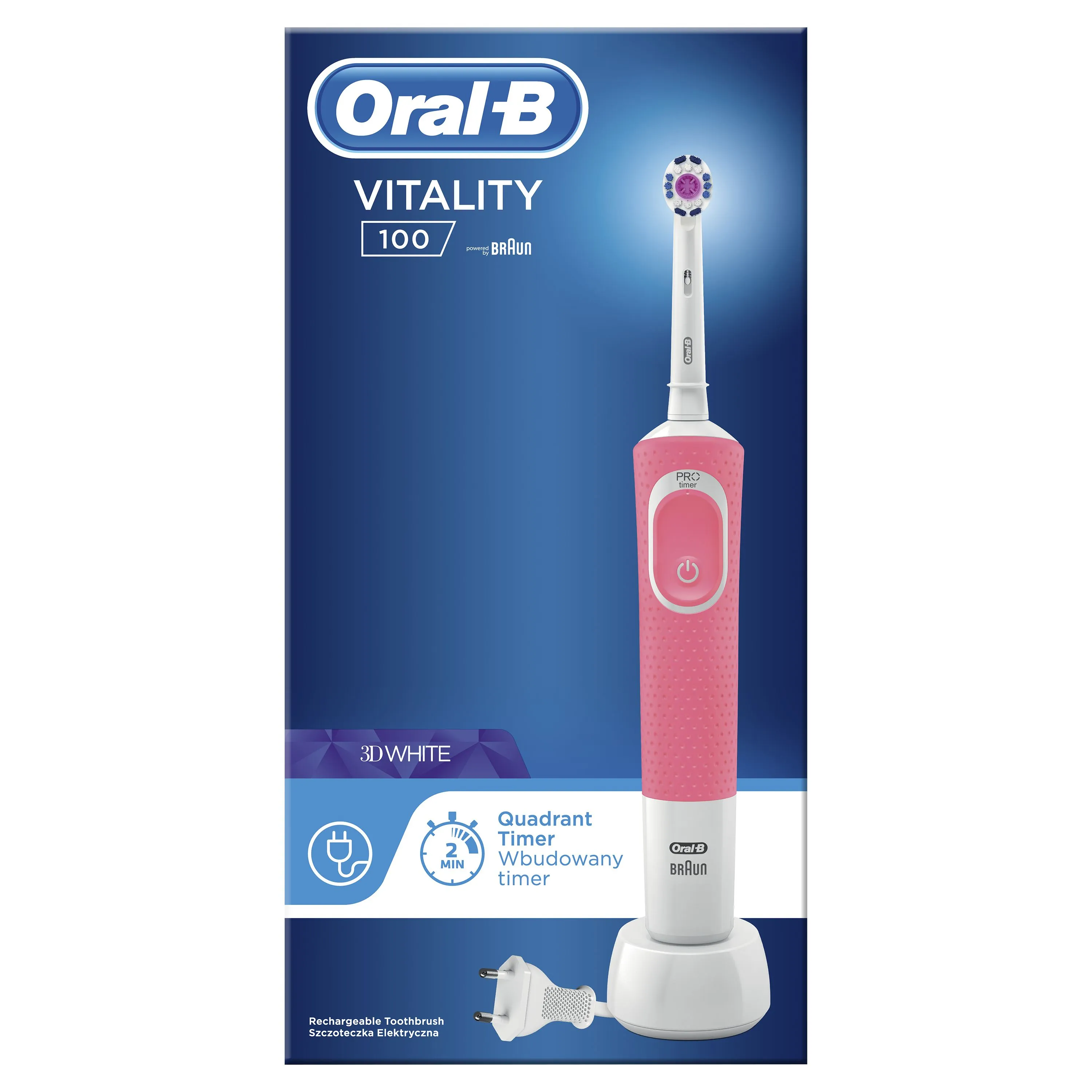 Oral-B Vitality 100 3D White Pink elektrický zubní kartáček