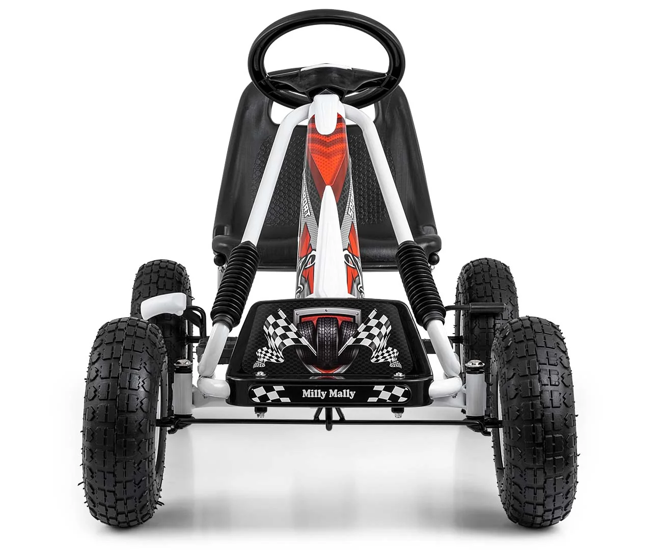 Milly Mally Dětská šlapací motokára THOR – nafukovací kola, brzda, 3–8 let, černá, bílá