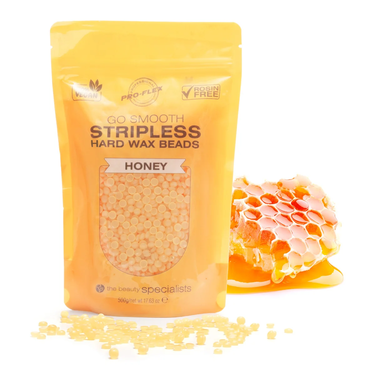 Rio Stripless hard wax beads 5x100g, HONEY Voskové pecičky