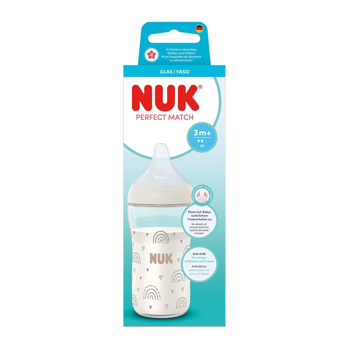 NUK Perfect Match Skleněná láhev 3m+ 230 ml 1 ks