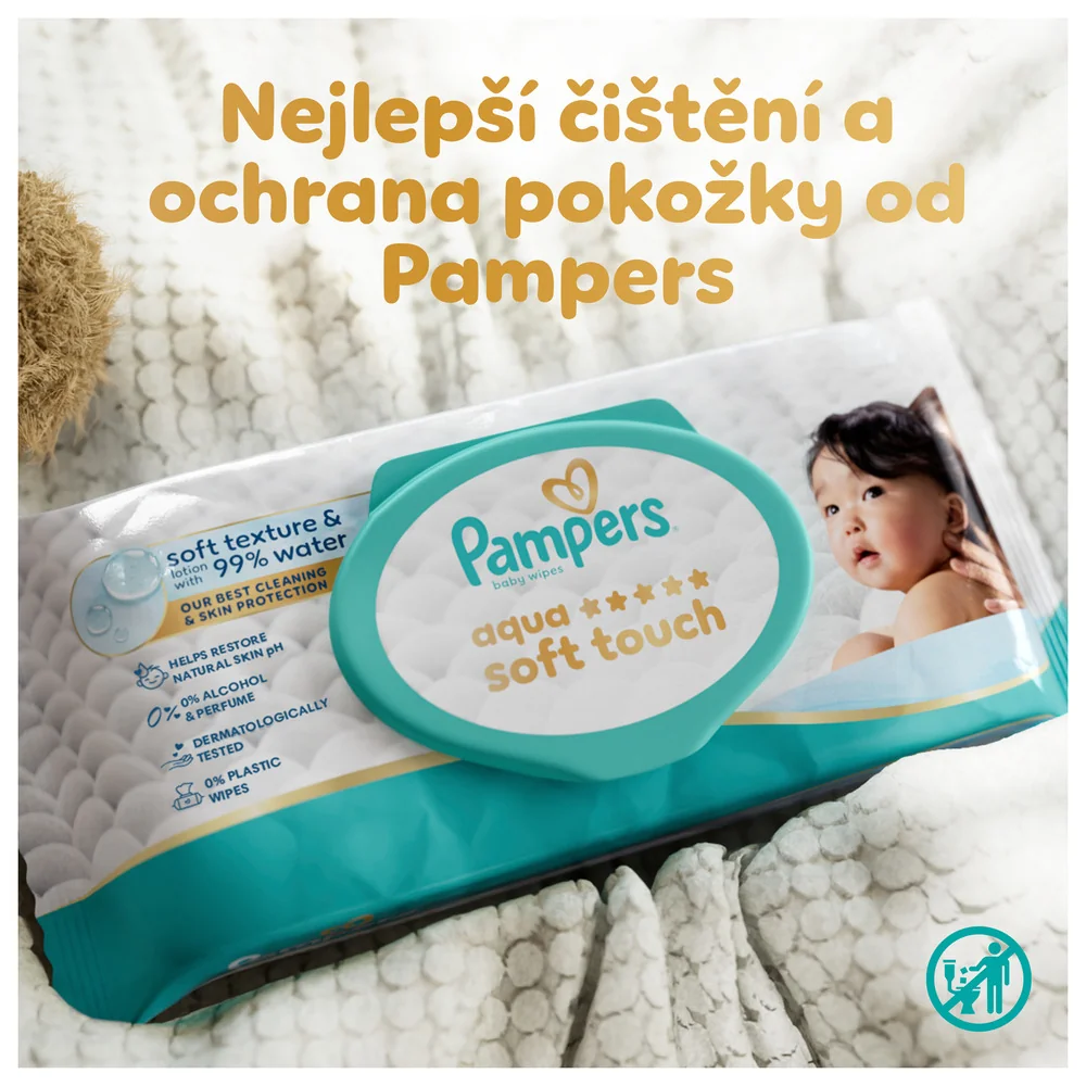 Pampers Aqua Soft Touch dětské čisticí ubrousky 4x60 ks