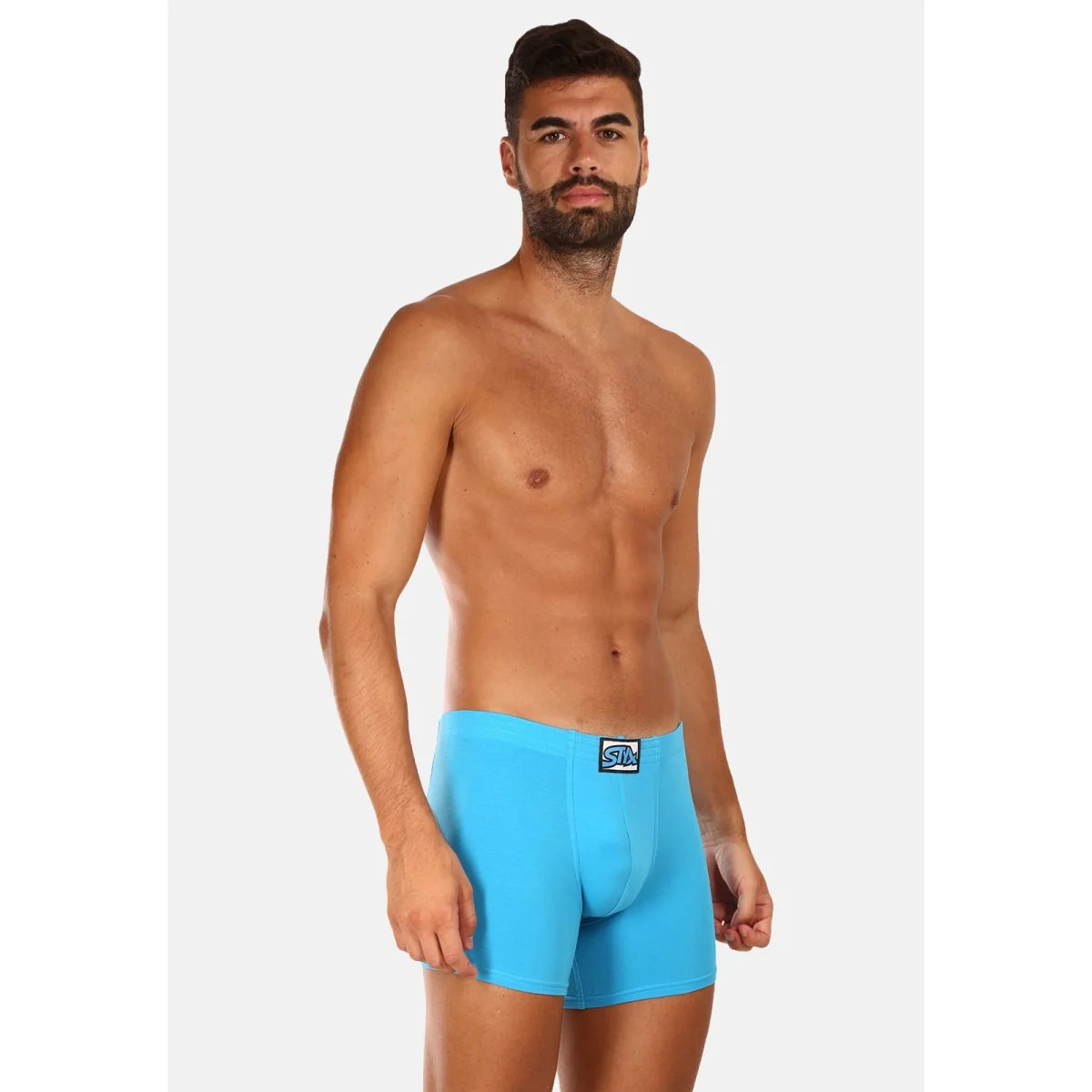 Styx Pánské boxerky long klasická guma světle modré (F1169) XXL