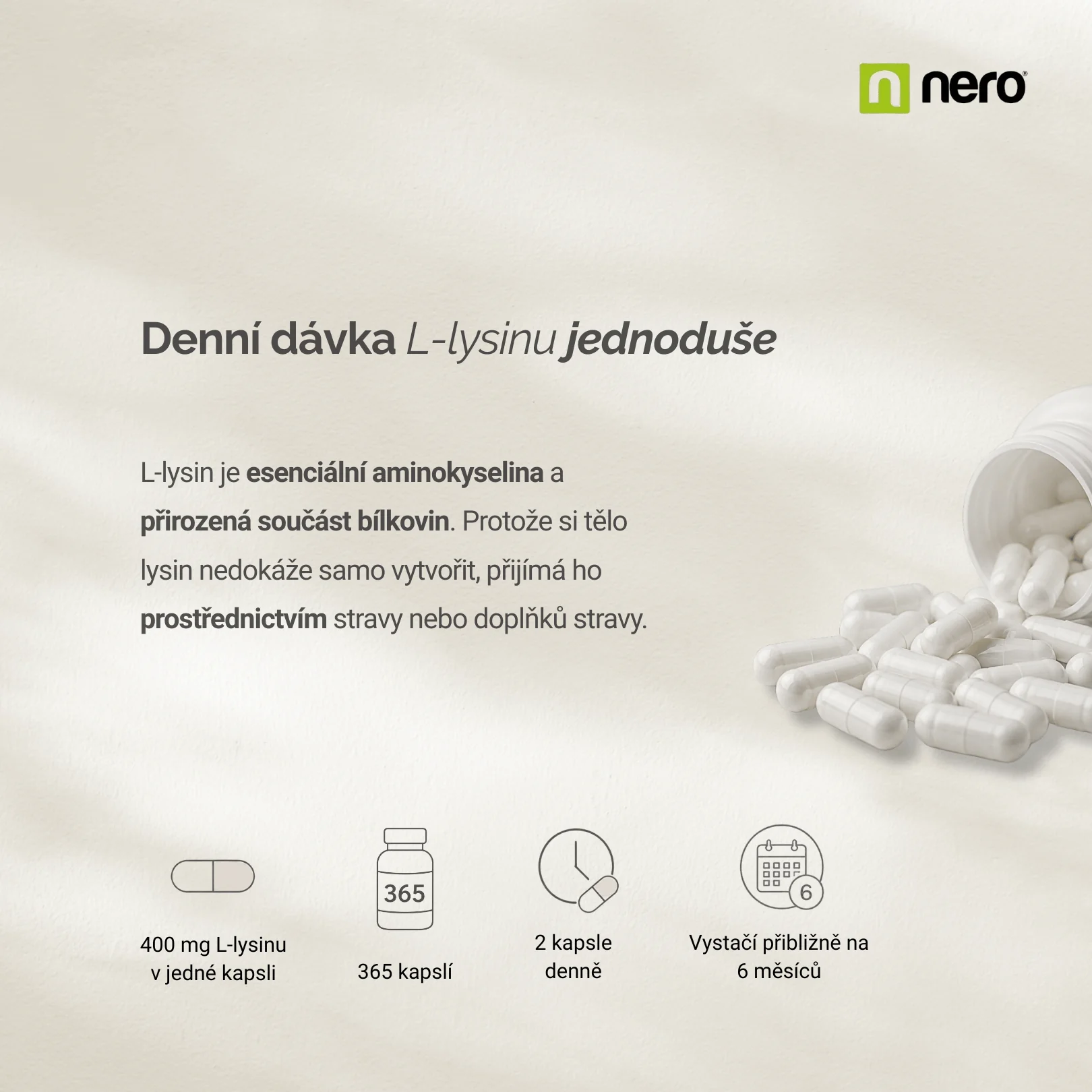NERO L-Lysin 1000 mg 365 kapslí