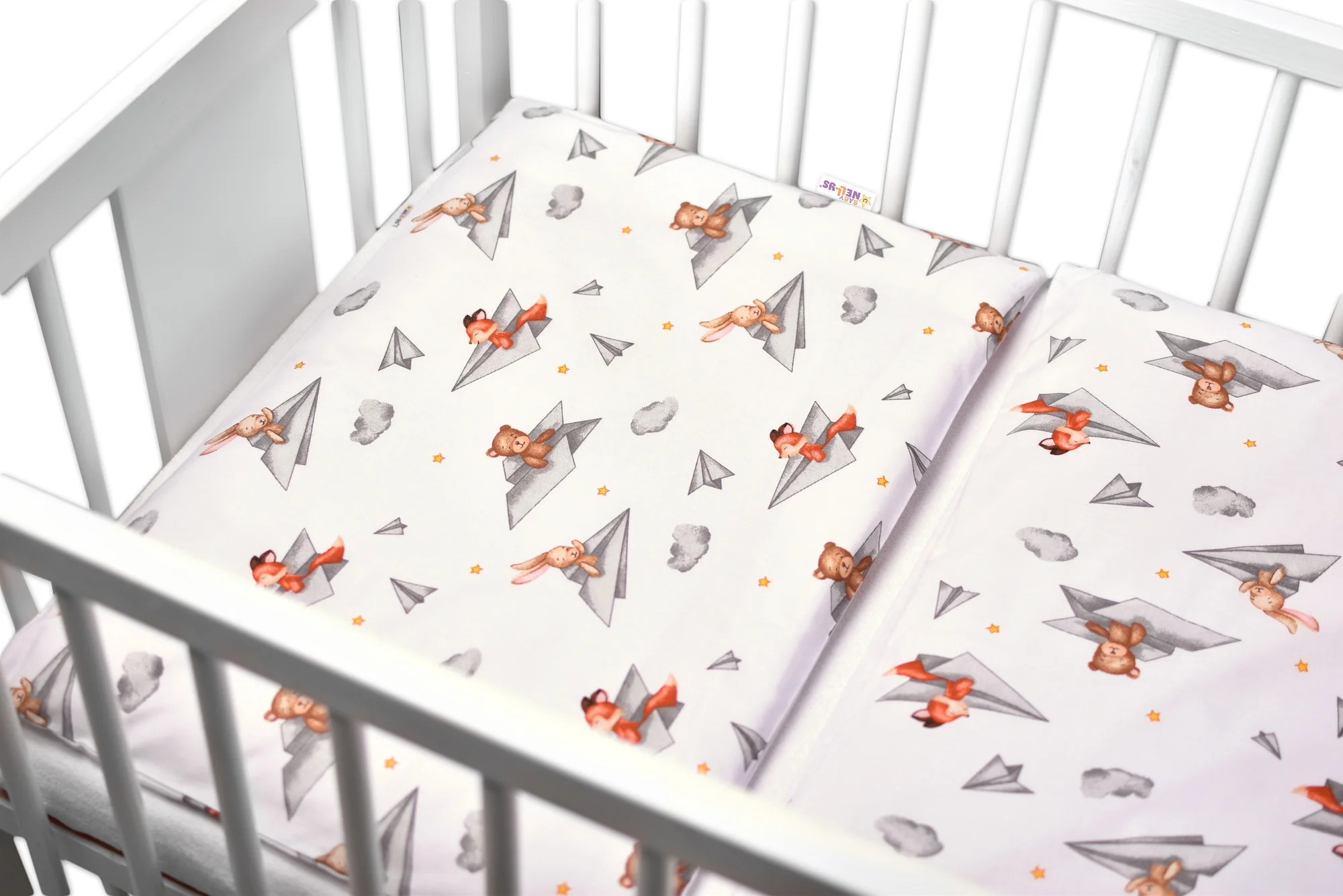 Baby Nellys 3D mantinel s povlečením Medvídek a kamarádi - bílá