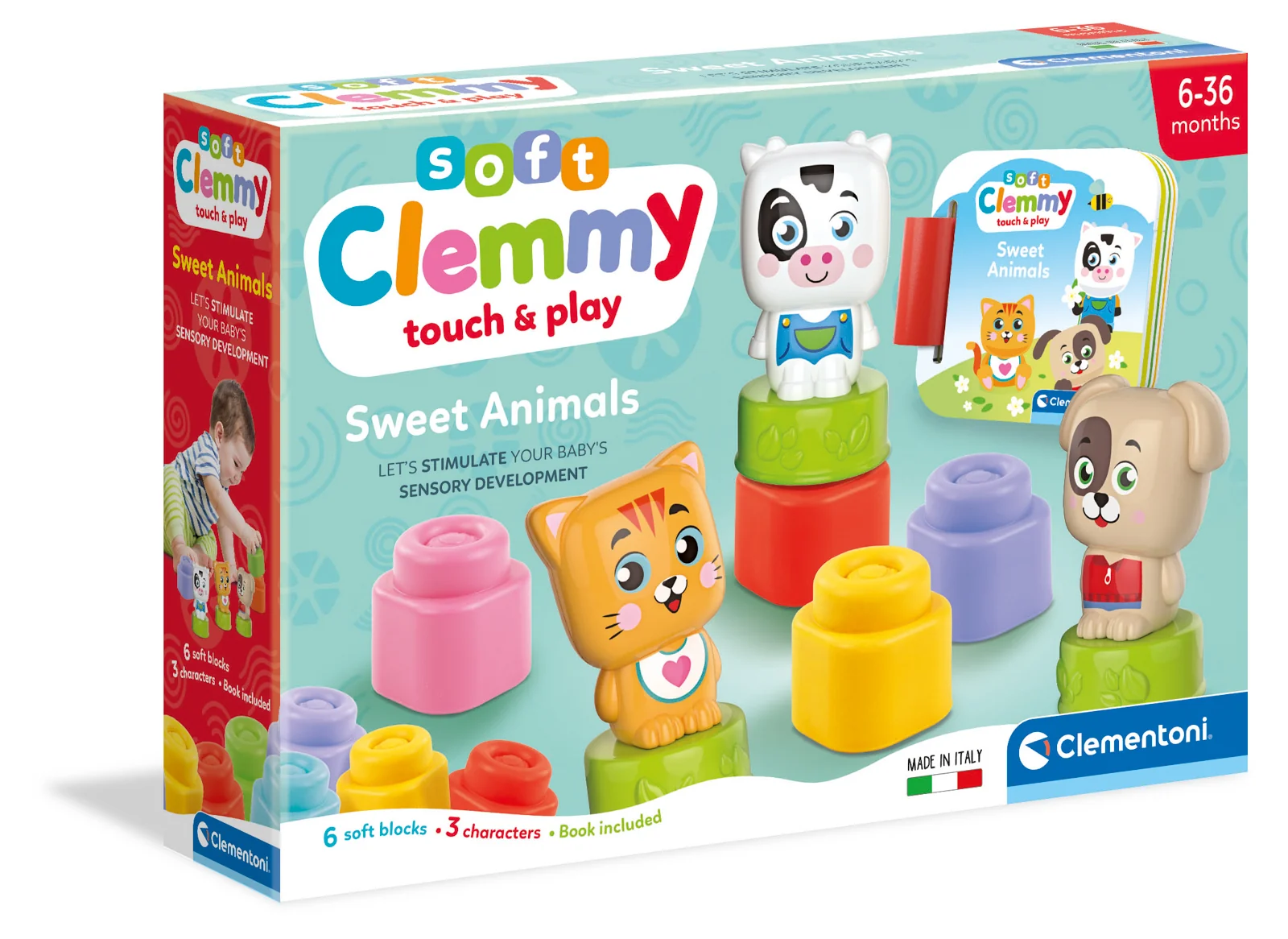 Clementoni Clemmy baby - kostičky s knížkou, roztomilá zvířátka