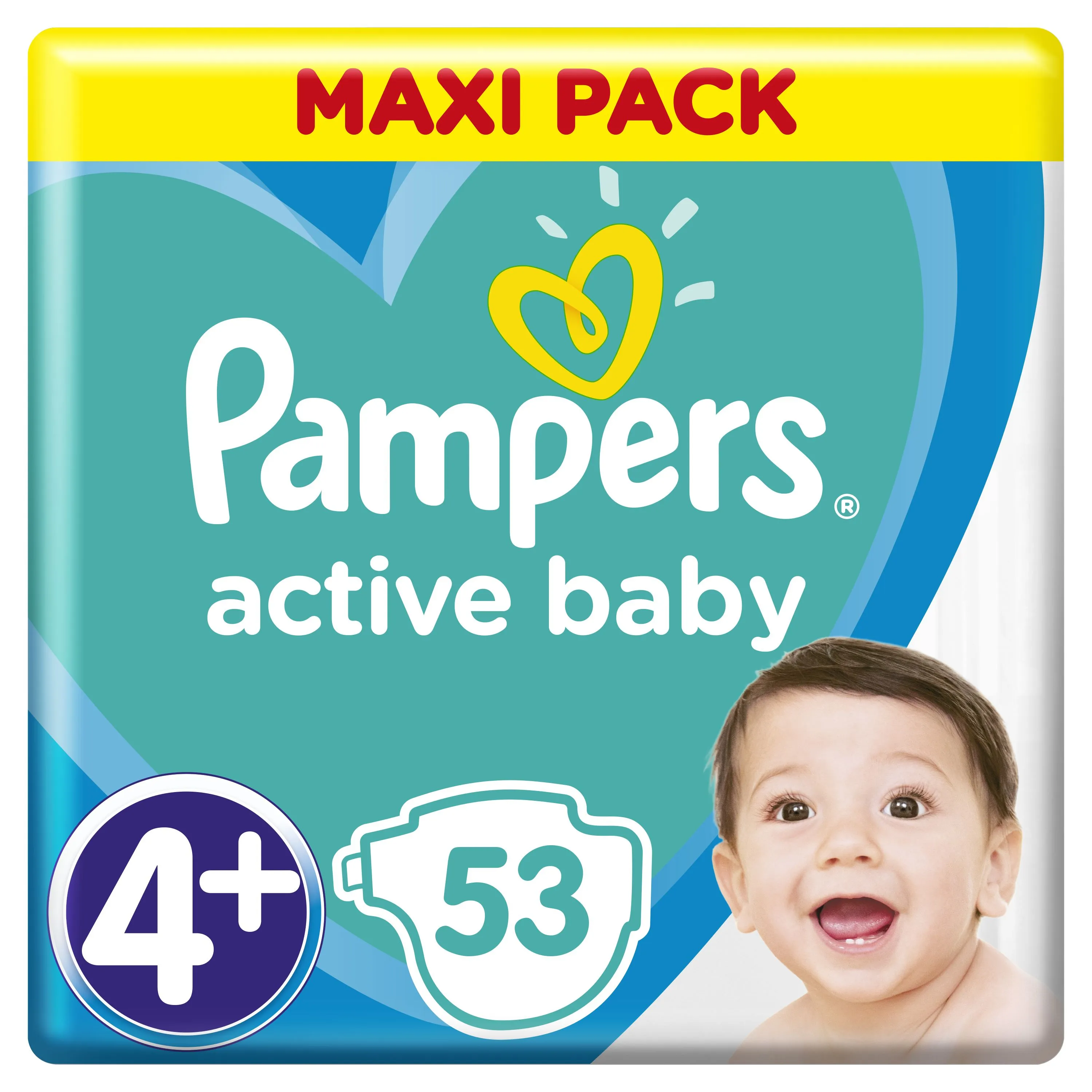 Pampers Active Baby vel. 4+ Maxi+ dětské pleny 53 ks