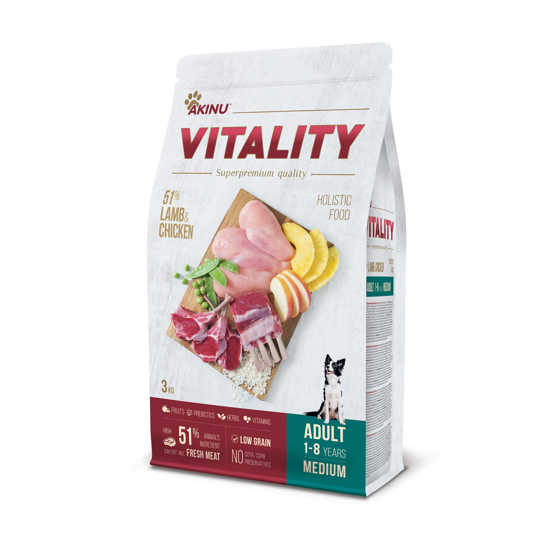 Akinu VITALITY jehněčí & kuřecí granule pro středně velké psy 3 kg