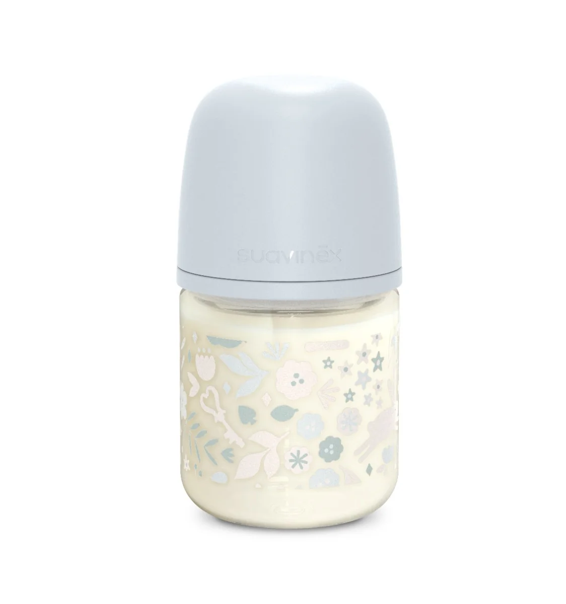 Suavinex Wonderland Skleněná láhev fyziologická SX PRO průtok S 0m+ 120 ml 1 ks liberty modrá